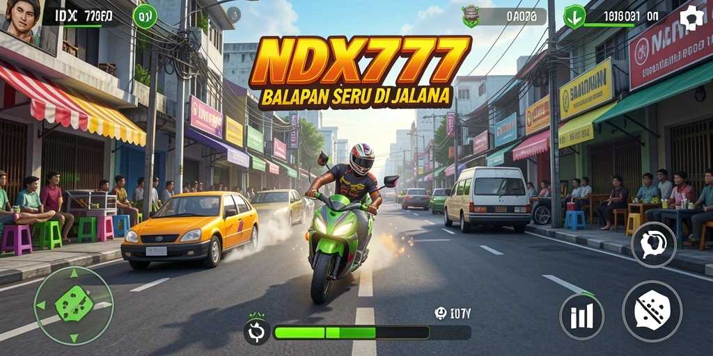 Screenshot menampilkan aksi balapan cepat di trek menantang.