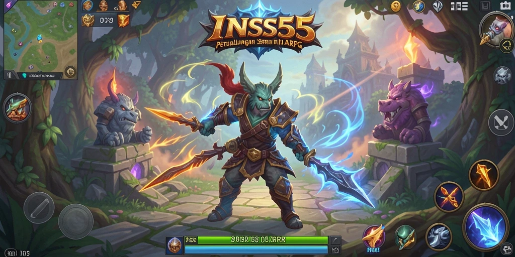 Screenshot INS55 menampilkan aksi pertarungan yang seru di dunia ARPG.