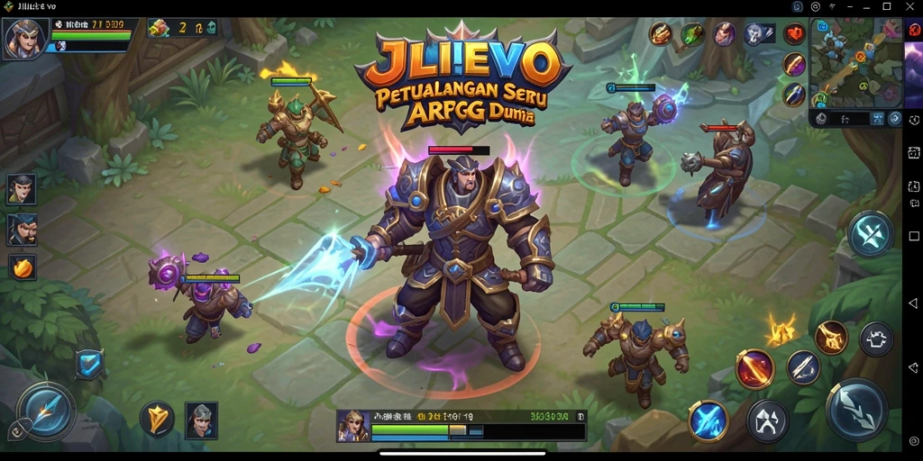 Screenshot gameplay JILIEVO menampilkan pertempuran epik dan karakter menarik.