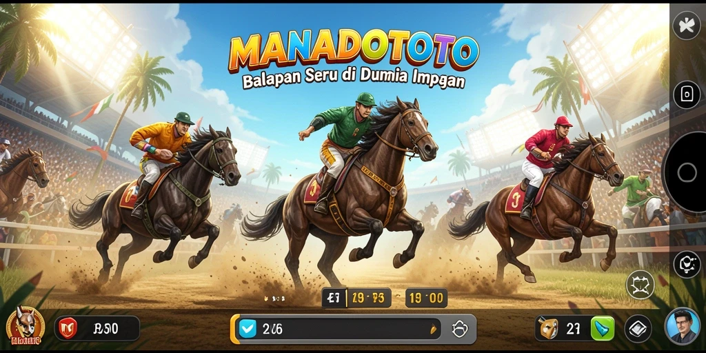 Tampilan gameplay seru dalam MANADOTOTO saat balapan.